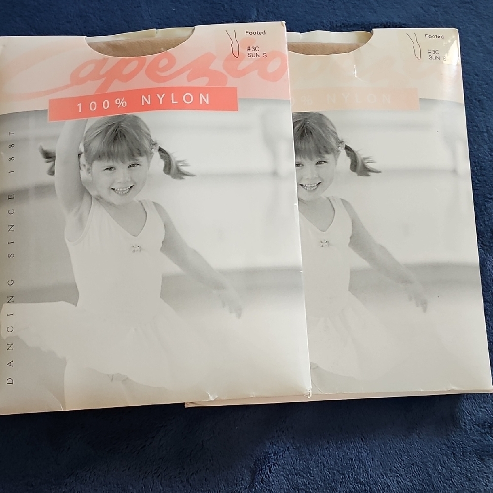 Capezio 100% Nylon Footed Tights in Sun Two Pair